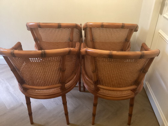 Image 1 of Giorgetti Gurtband-Schalenstuhl-Set aus Bambusimitat