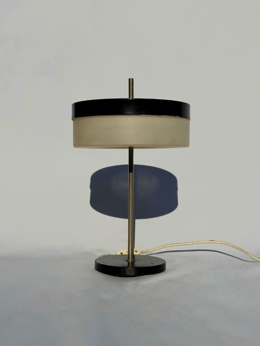Kamenický Šenov Tischlampe mit zylindrischem Schirm, Tschechoslowakei, 1970er Jahre