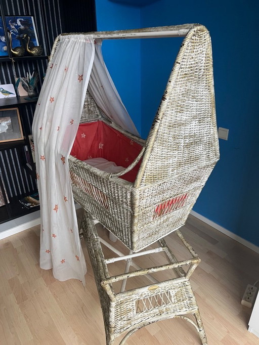 Antique French wicker cradle