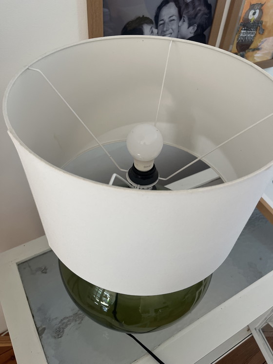 Image 1 of IKEA Tischlampe grünes Glas weißer Schirm
