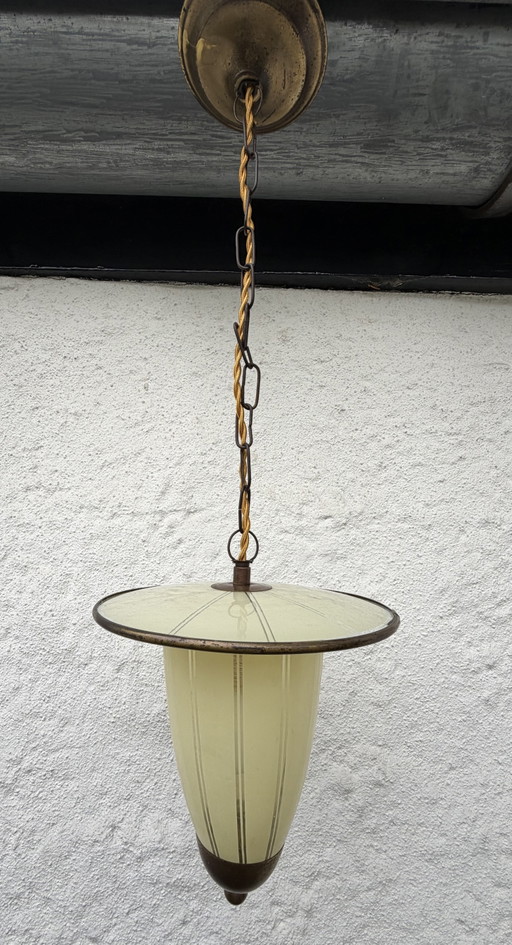 Lampada a sospensione vintage degli anni '50-'60 – hanglampen, Glass, Metal (photo 2 of 5)