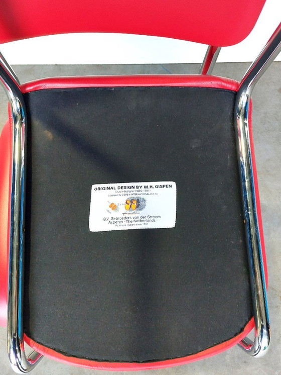 Image 1 of 4 sillas Gispen 101 | cromo pulido | cuero rojo | como nuevas