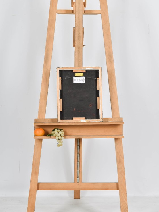 Image 1 of Helen Nieuwendijk (1946) - Donna su sgabello - Acrilico su marouflé - 33 x 27 cm