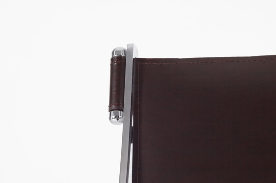 Image 1 of sillón italiano postmoderno de cuero y diseño cromado, años 80