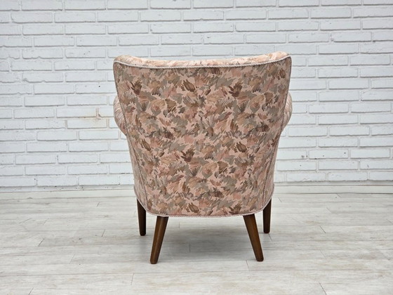 1960s, Danish armchair, furniture jacquard fabric. – Textile, Wood (photo 7 of 15)