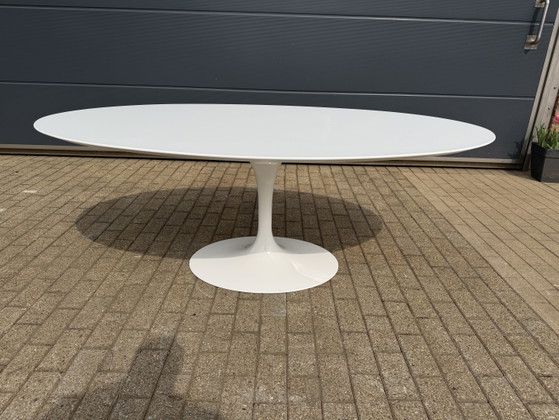 Image 1 of Knoll Tulip oval dining table 198cm White (or Black Phoenix) laminate Eero Saarinen