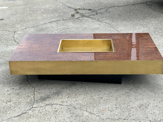 Willy Rizzo salontafel van wortelnotenhout en messing, 1970 – Brass (photo 7 of 10)