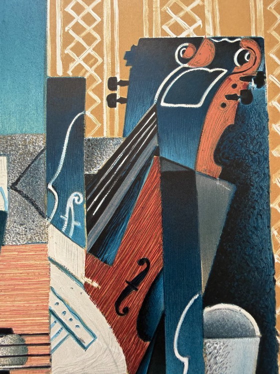 Image 1 of Juan Gris (1887–1927), Viool en Gitaar, Tentoonstellingsposter, 1977, Berggruen Gallery, Gedrukt in Frankrijk