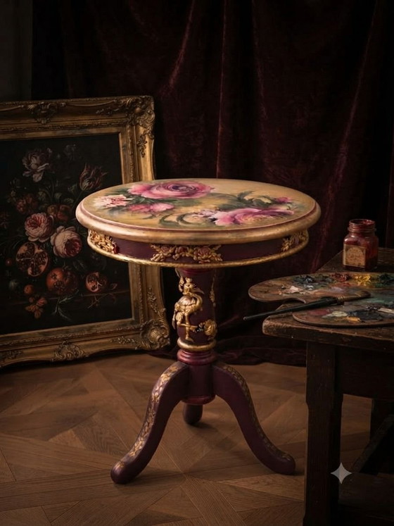 Antique Coffee Table, Wood, Purple (photo 2 of 5)