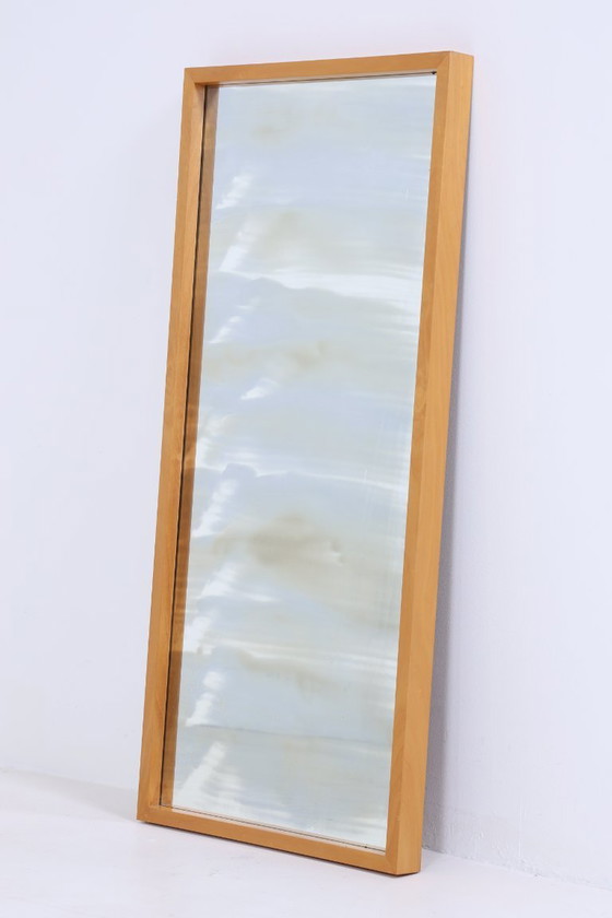 Image 1 of Vintage Spiegel 60s | Mid Century Hangende Spiegel Hout Retro Schuin Vintage #06-06