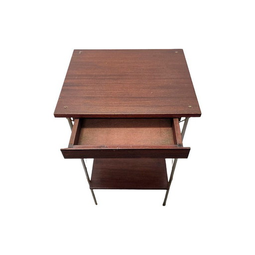 Vintage French side table with drawer, 1960s