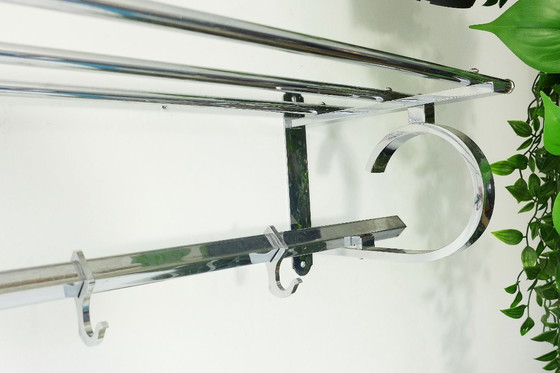 Image 1 of ART DECO Wardrobe Vintage Wall Coat Rack 1930s 1940s Chrome Silver Bauhaus Streamline