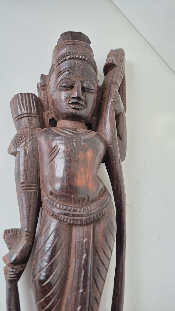 Image 1 of Hindu gods: Rama, Hanuman, Manasa, carved wooden figures