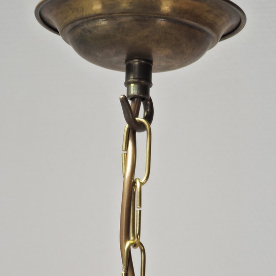 Image 1 of Lanterne de salle vintage en laiton et verre