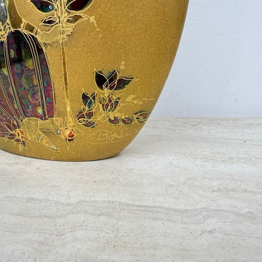 Rare vase Bjørn Wiinblad for Rosenthal gold decor , 1970's