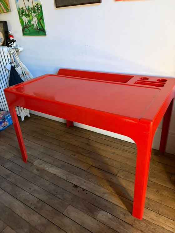 Ozoo Schreibtisch von Marc Berthier, rot, Roche Bobois, Kunststoff, Modern (Foto 3 von 9)