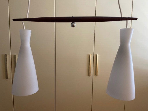 Mid Century | Plafonnier vintage en équipe et verre