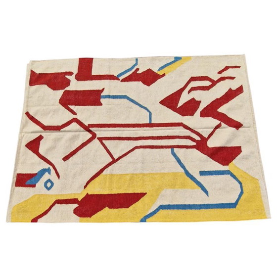 Willem De Kooning Privileged geïnspireerd handgeweven wollen wandtapijt | Textielkunst (98 × 68 inch) (photo 7 of 10)