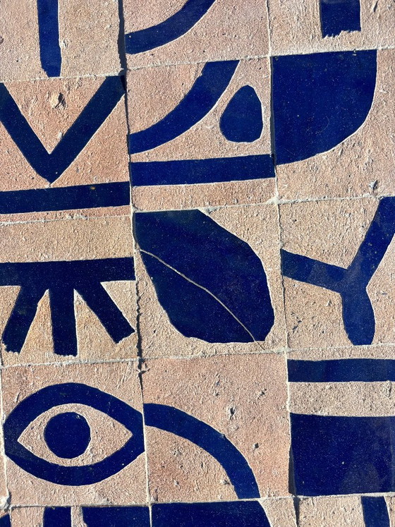 Moroccan Zellige Coffee Table Blue Abstract Mosaic Handmade Square Tile Table Mediterranean Furniture (photo 4 of 5)