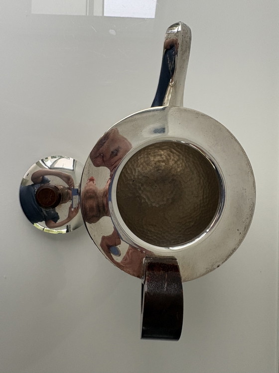 Art Deco Four-Piece Coffee and Tea Crockery | 1925-1930 | Hammered Silver-Plated Metal – Wood (photo 7 of 15)