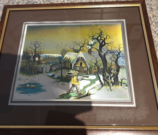 4 schilderijtjes van J.cemkovan 1979