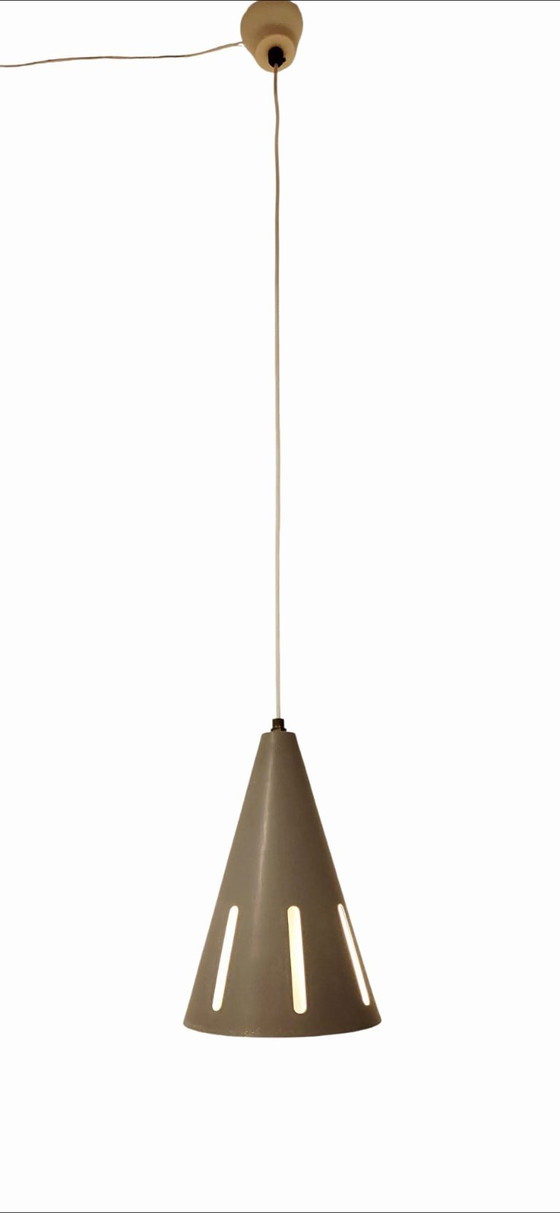 Hala Zeist H.Th.J.A. Busquet Conical Pendant lamp, 1950s, Metal, Grey, Vintage (photo 11 of 11)
