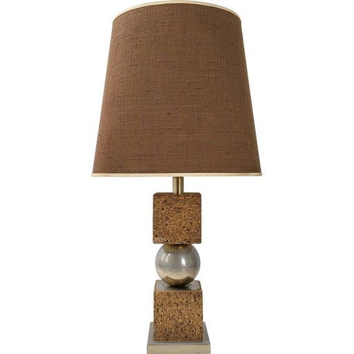 Vintage lamp in cork and steel, 1970