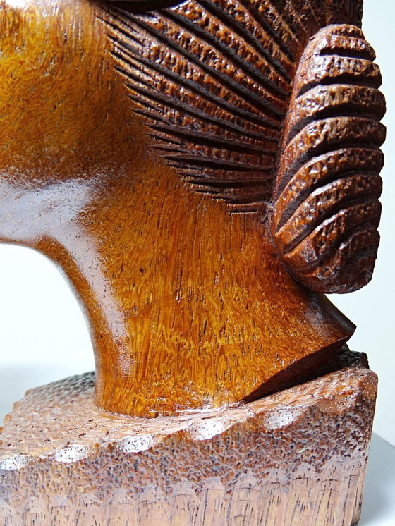 Image 1 of Couple de bustes Malgaches bois exotique sculpté artisanat années 60-70