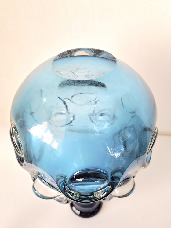 Image 1 of Jan Beránek - Heavy Vintage Glass Vase with Studs | Škrdlovice | 1960s Design