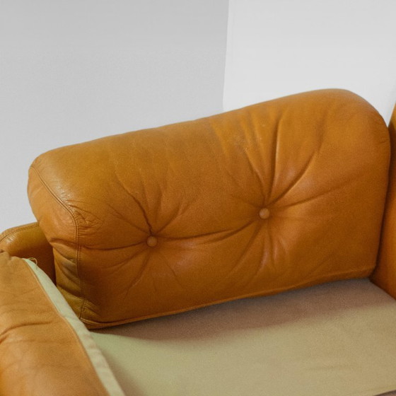 Image 1 of 1x divano grande in pelle marrone Coronado vintage del 1970 di Tobia Scarpa per C&B Italia