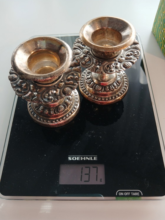 Seltene Kerzenhalter Massivsilber 800 Komplett In Originalverpackung Indonesien (photo 13 of 14)