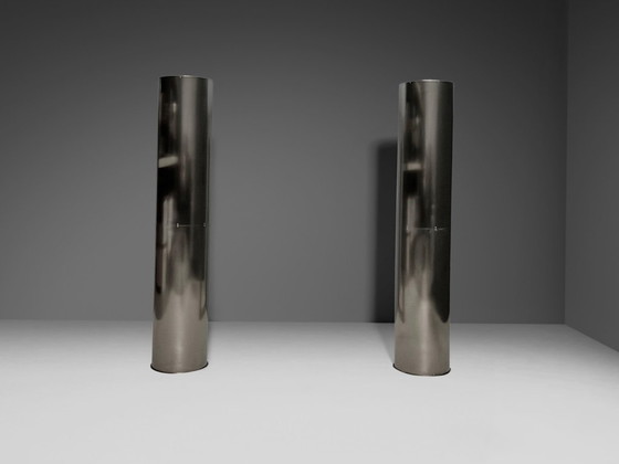 Image 1 of Monumentali lampade da terra in acciaio inossidabile di Targetti – Italia, anni '70