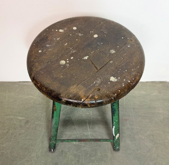 Image 1 of Green Industrial Workshop Stool, 1960s