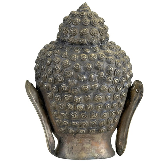 Bronze Buddha Head in Shan Style – Hand-cast Sculpture 31 cm (photo 5 of 11)