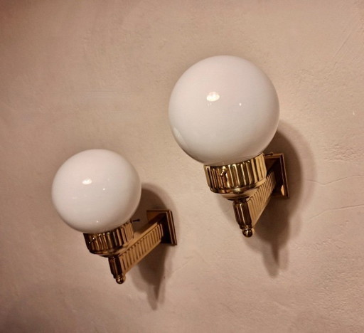 Paar Astoria Messing-Wandleuchten von Josef Hoffmann, WOKA Vienna Neuauflage