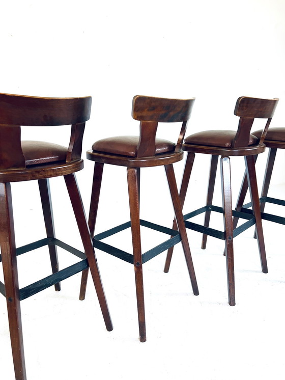 Image 1 of 5x Tabouret de bar brutaliste années 70