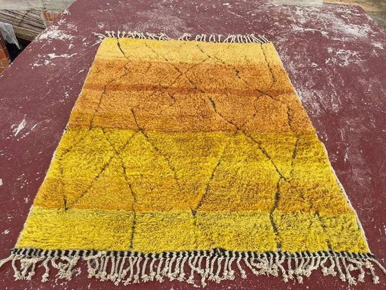 Moroccan Beni Ouarain rug 300 × 200 cm – saffron yellow and black – Rugs & carpets, Wool, Cotton, Vintage (photo 3 of 8)