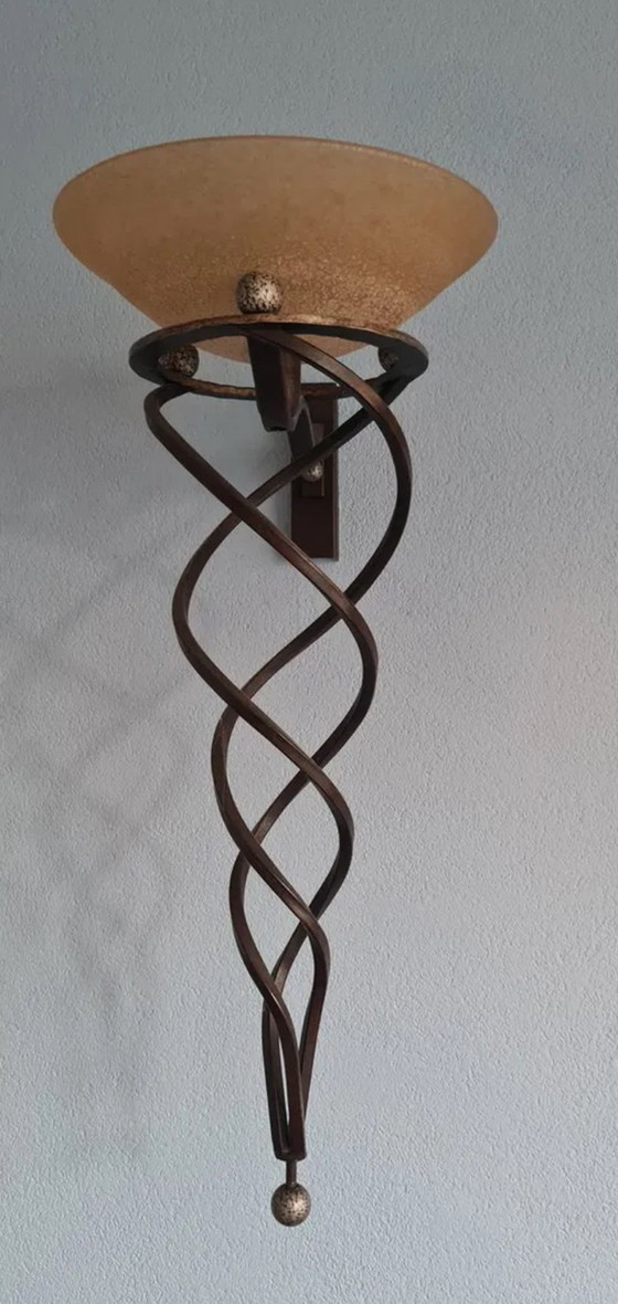 Image 1 of Coppia di applicazioni Terzani « Antinea » – ferro forgiato e vetro di Murano – Jean-François Crochet