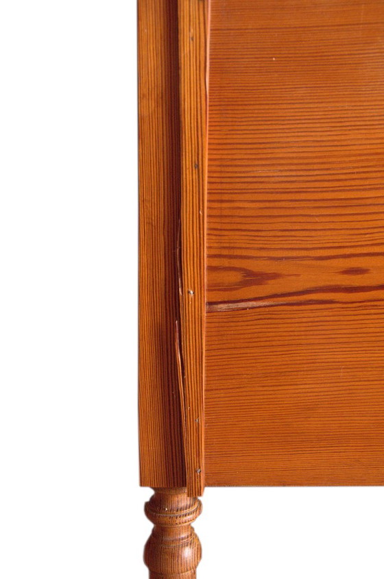 Solid pine marquetry bedside table, marble top, 37x37x81cm, 1940s, Art Deco, Émile Gallé style – Nightstands (photo 11 of 12)
