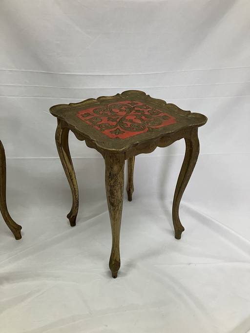 Vintage set of 2 Italian Florentine side tables