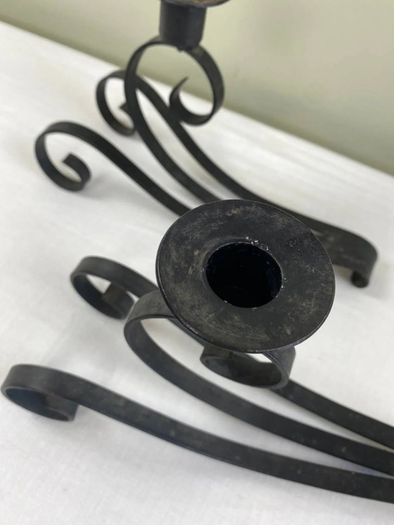 Paar schmiedeeiserne Kerzenständer – Kerzenhalter, Iron, Vintage (photo 9 of 14)