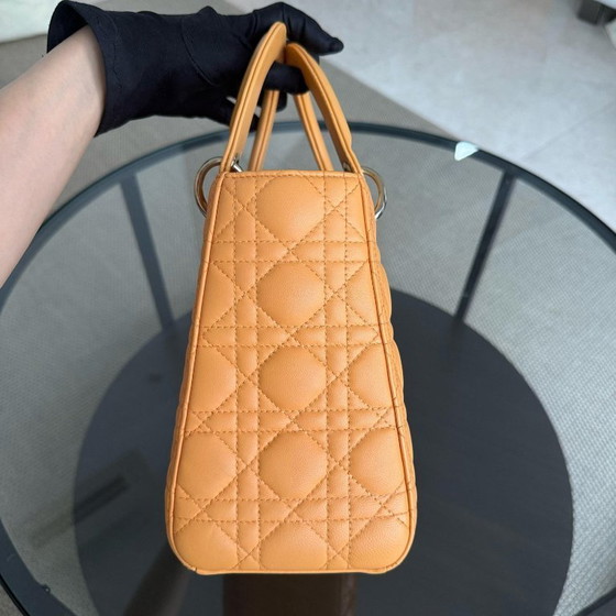 Image 1 of DIOR LADY MEDIUM - CANNAGE LAMBSKIN CARAMEL GOLD HARDWARE STRAP