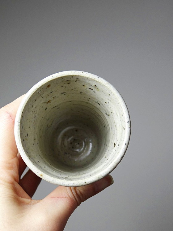Set of 6 vintage pyritized stoneware mazagrans, 1960s-1980s, Crockery, Ceramic, Creme (photo 11 of 12)