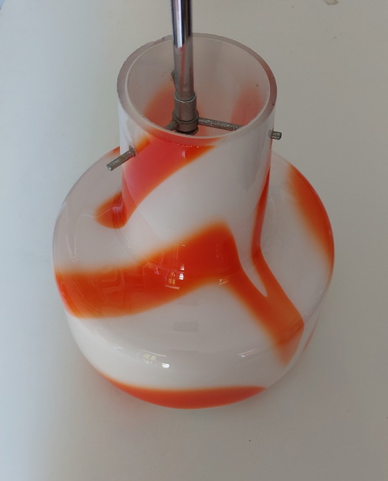 Image 1 of Lampada a sospensione arancione Murano anni '70