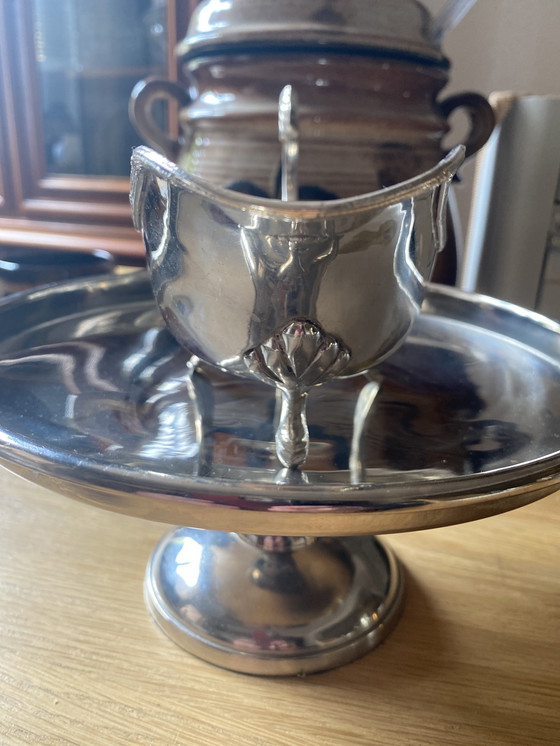 Image 1 of Salsera plateada Art Nouveau de los años 90