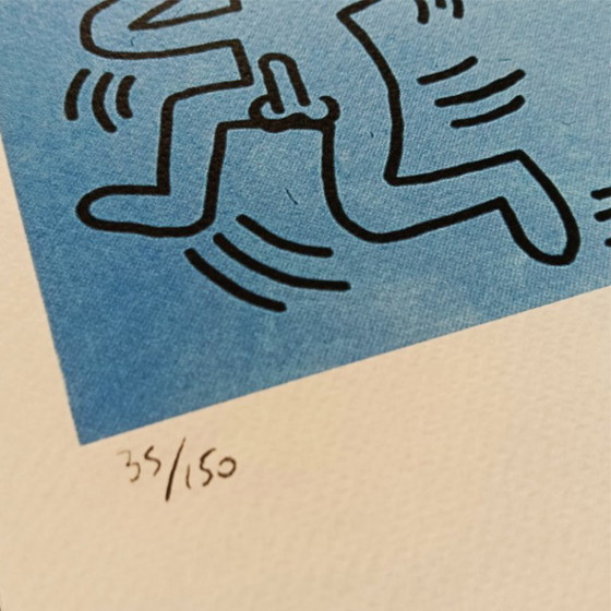 Image 1 of Lithografie van Keith Haring uit de jaren 1990, gelimiteerde oplage, genummerd met potlood.