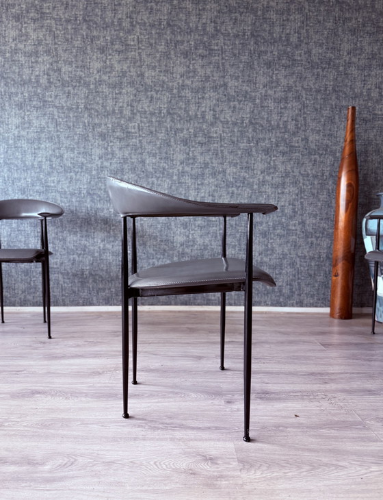 Image 1 of 4x poltrone vintage in pelle Fasem p40, Vegni & Gualtierotti, anni '90