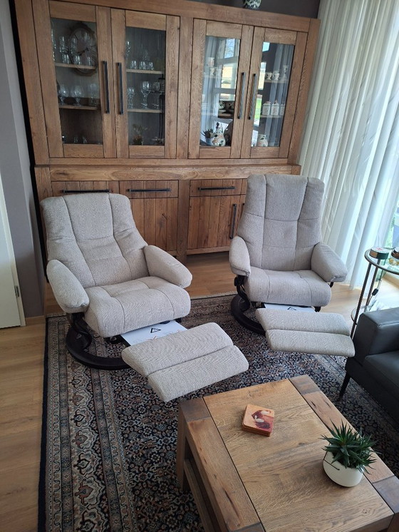 Image 1 of Set Stressless Mayfair Medium Power leg + accu fauleuils met elektrische relax: