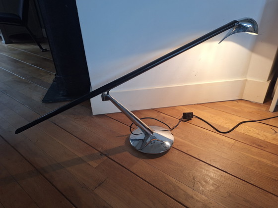 Image 1 of Postmoderne Bluebird-bureaulamp van Jorge Pensi - eiken en chroom - jaren 1990, Spanje