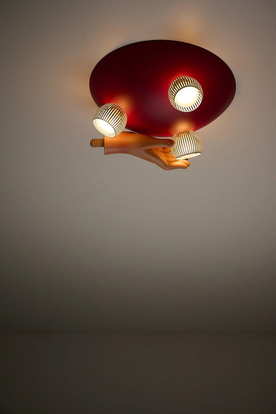 Space Age Flush Mount Ceiling Light, Metal, White (photo 7 of 7)
